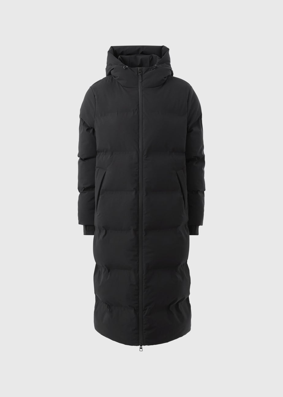 Black Long Technical Showerproof Coat