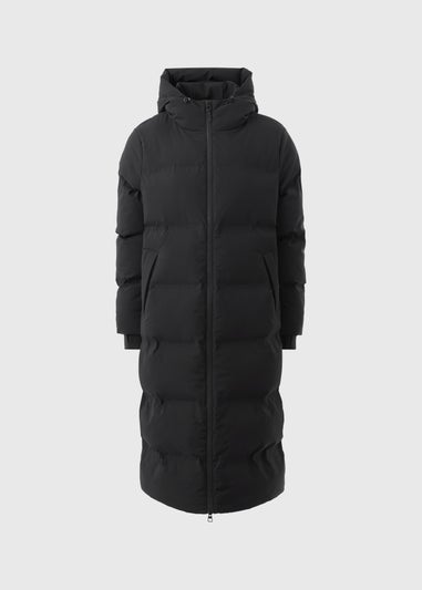 Black Long Technical Showerproof Coat