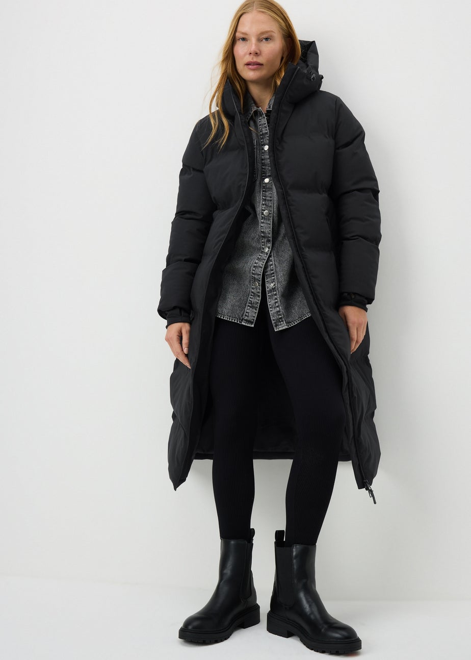 Black Long Technical Showerproof Coat