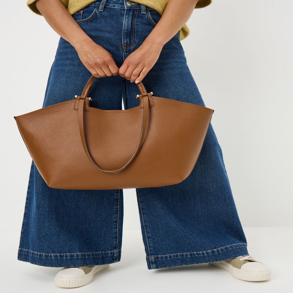 Tan Double Strap Tote Bag