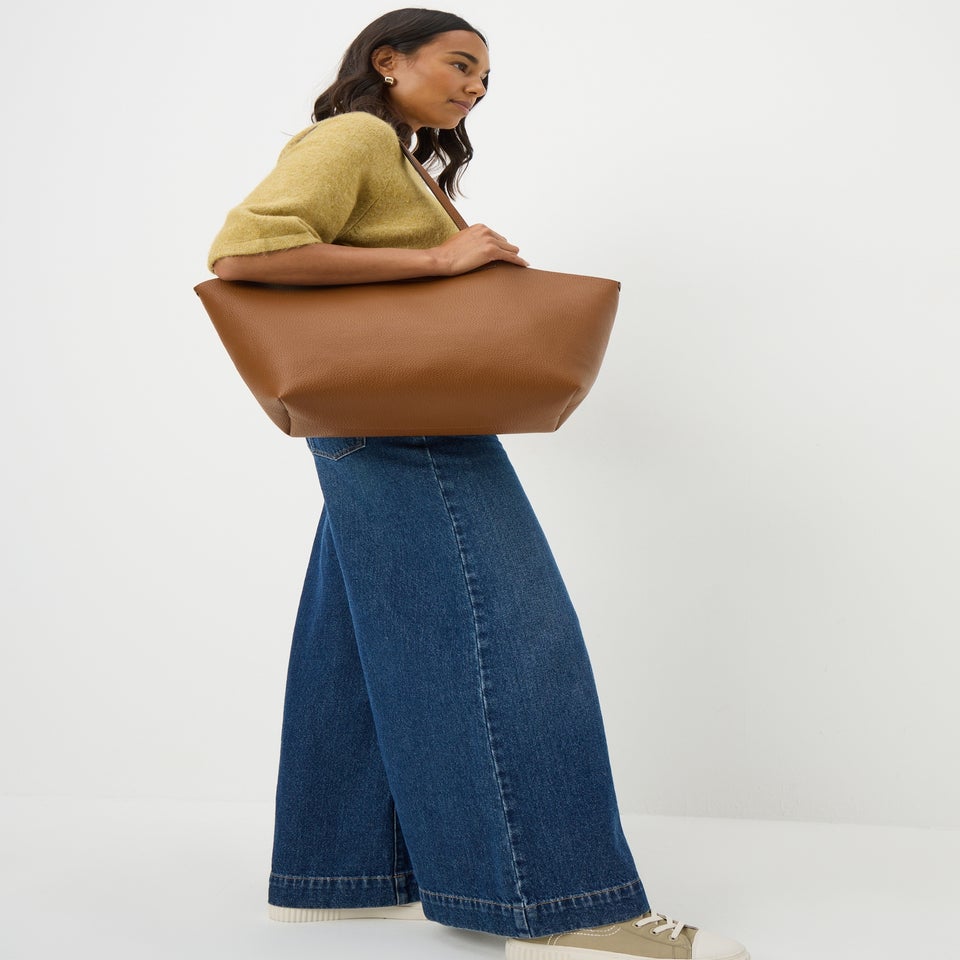 Tan Double Strap Tote Bag