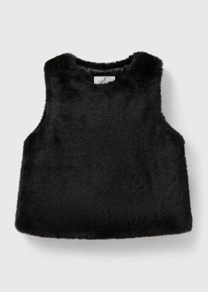 Girls Black Faux Fur Gilet (1-7yrs)