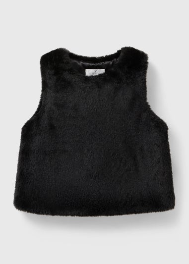 Girls Black Faux Fur Gilet (1-7yrs)
