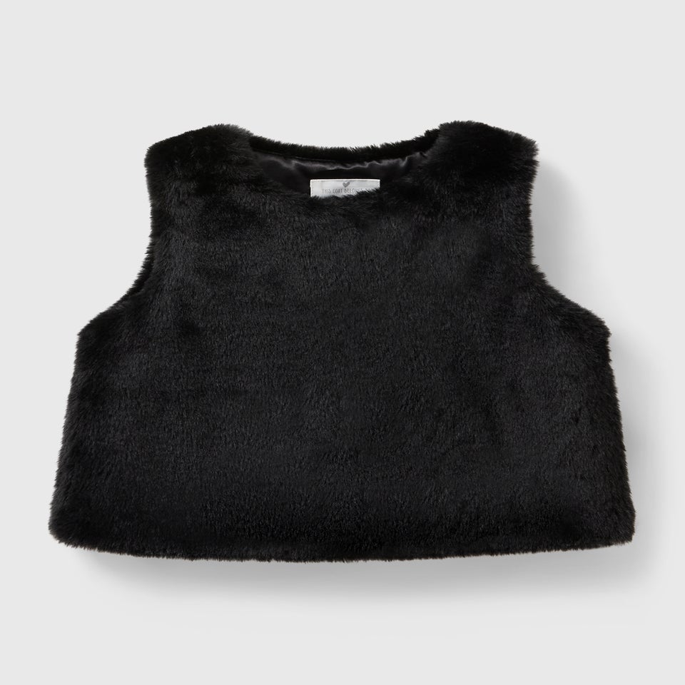 Girls Black Faux Fur Gilet (1-7yrs)