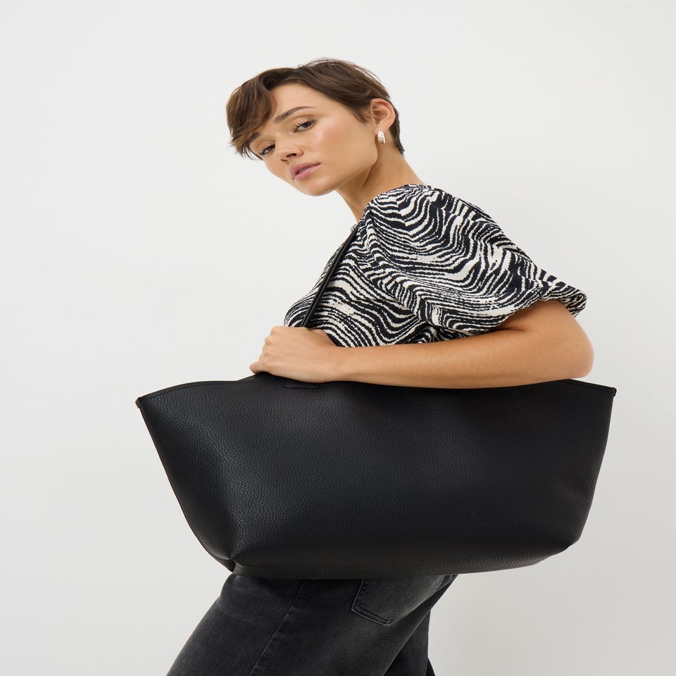 Black Double Strap Tote Bag