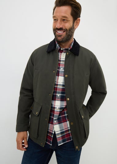 Lincoln Khaki Cord Collar Wax Jacket