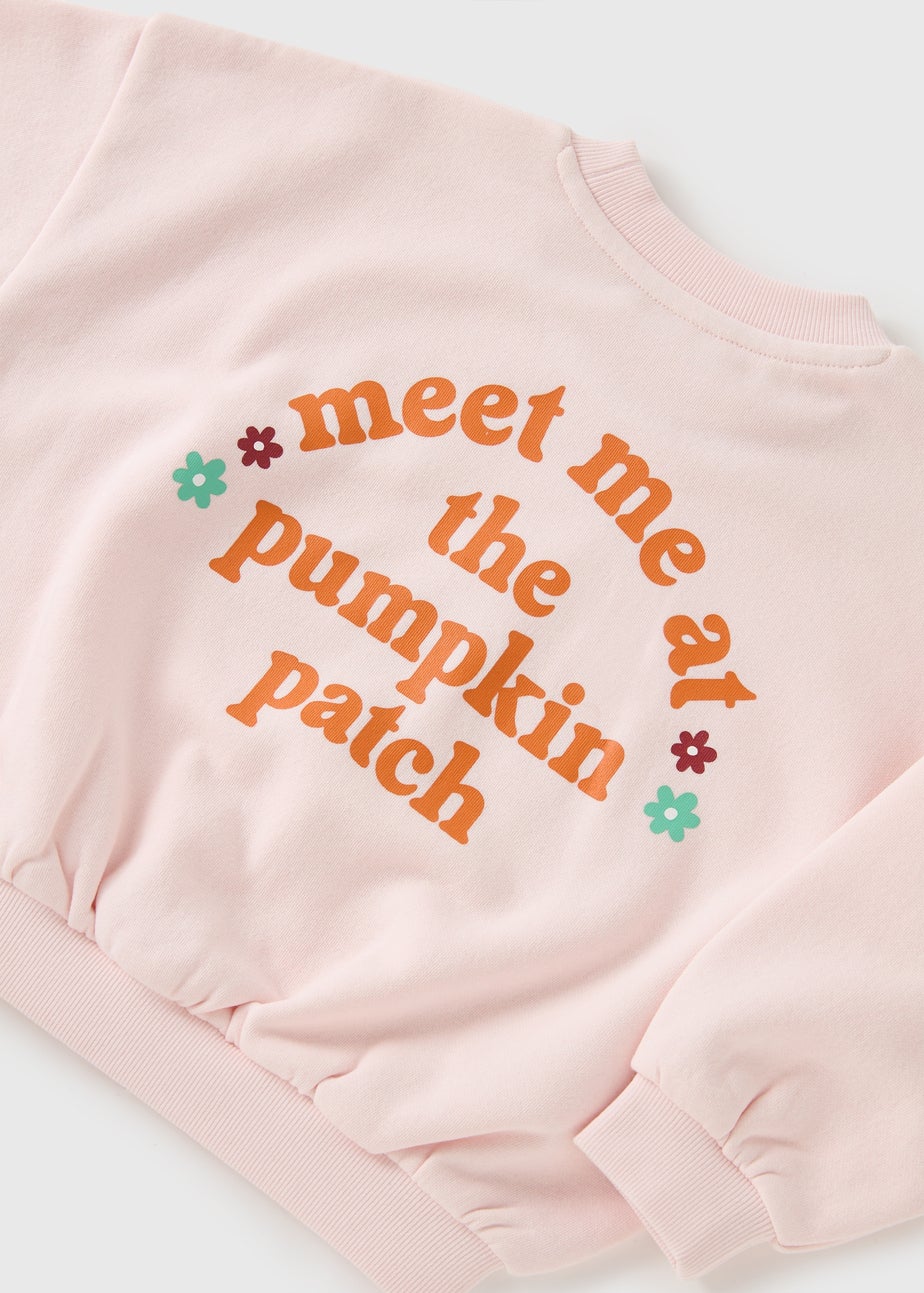 Girls Pink Pumpkin Sweatshirt (1-7yrs)