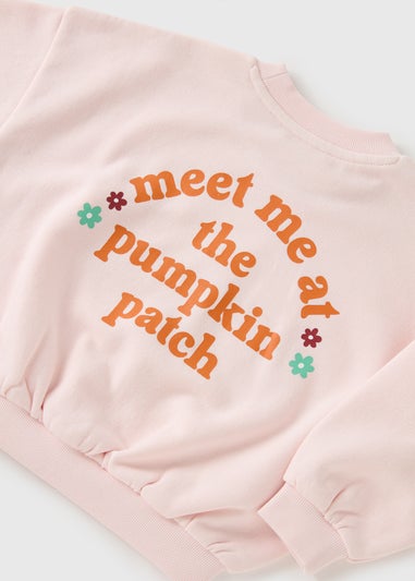 Girls Pink Pumpkin Sweatshirt (1-7yrs)