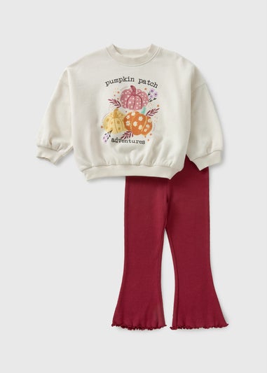 Girls Burgundy Pumpkin Sweatshirt & Legging Set (1-7yrs)