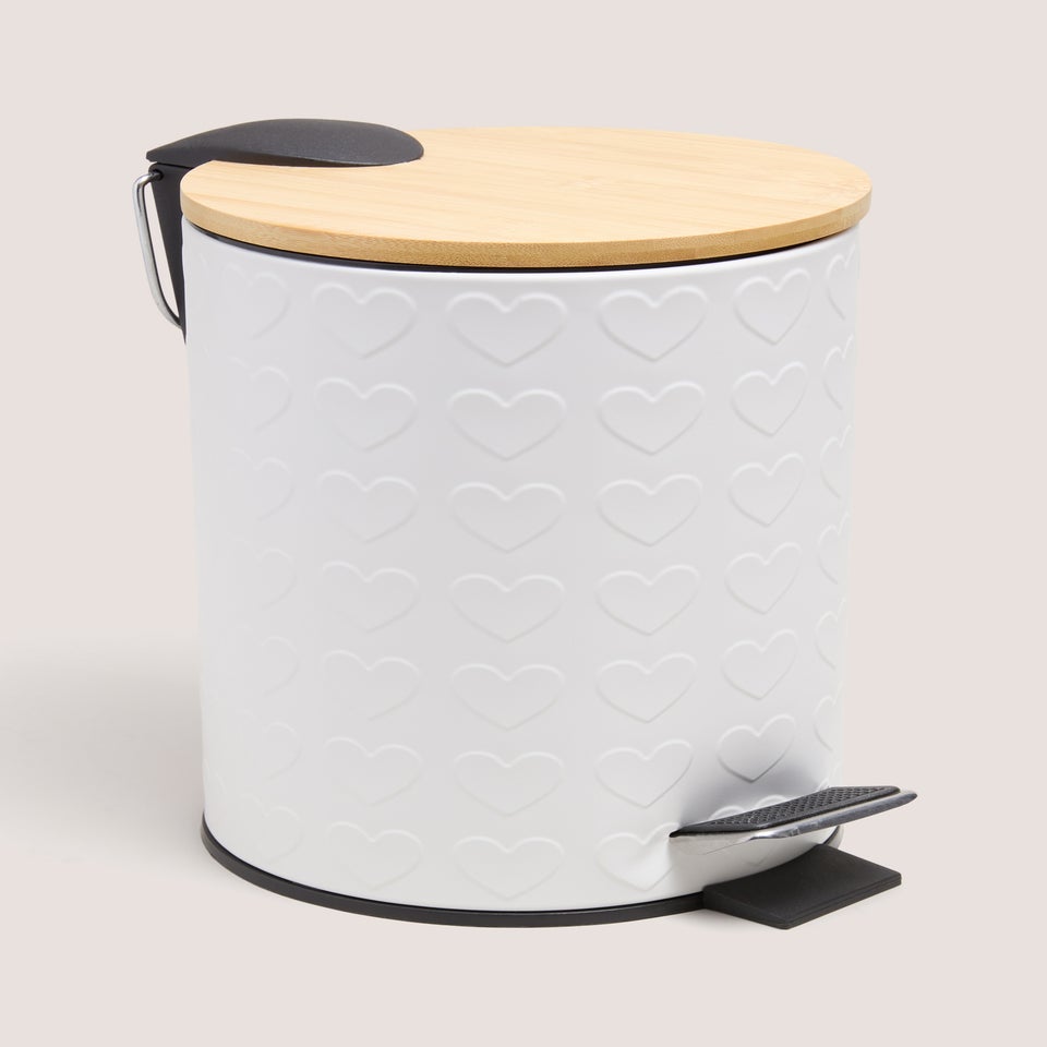 White Heart Embossed Bin