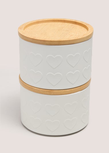 Heart Embossed Storage Jars Stack
