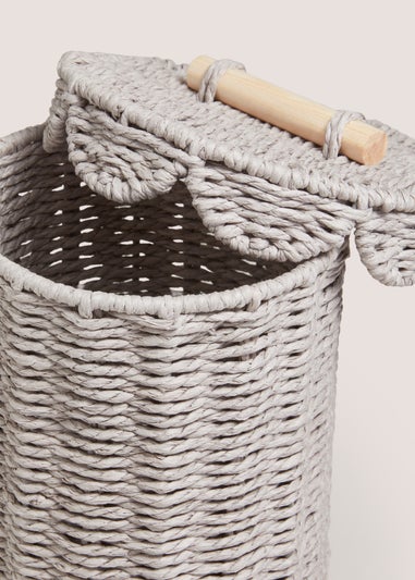 Grey Scalloped Toilet Roll Holder