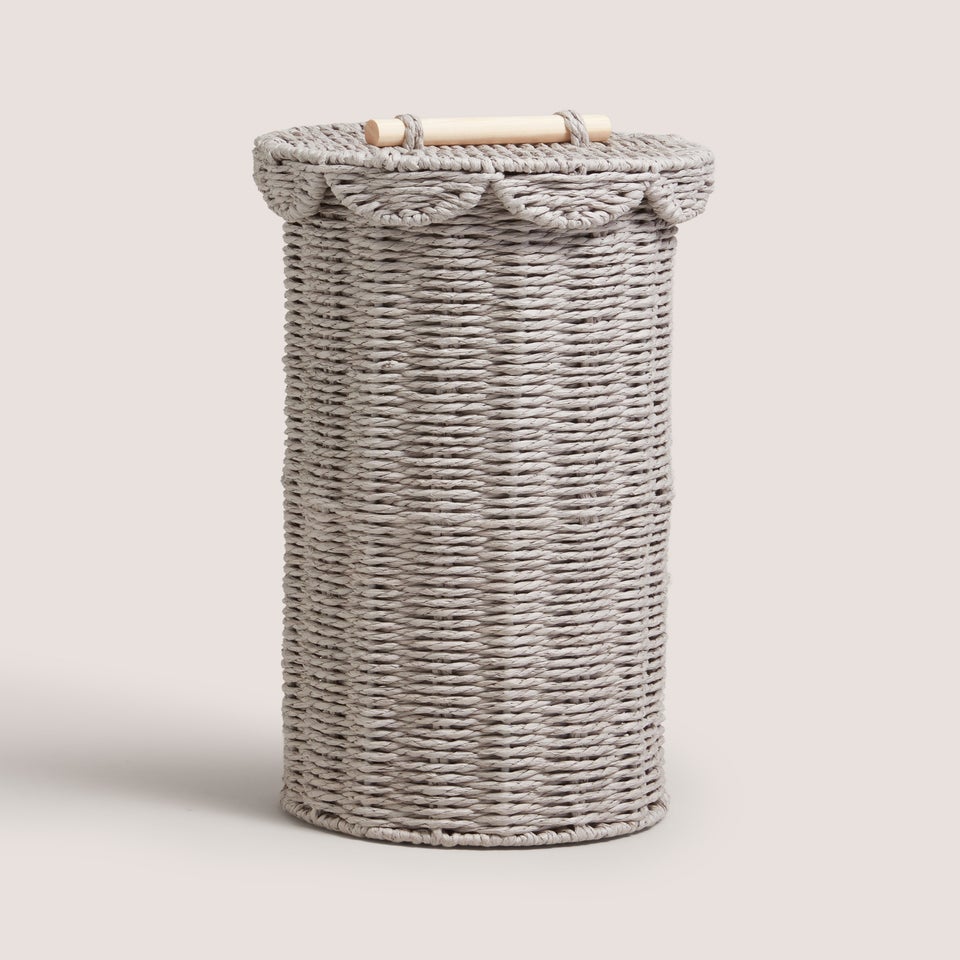 Grey Scalloped Toilet Roll Holder