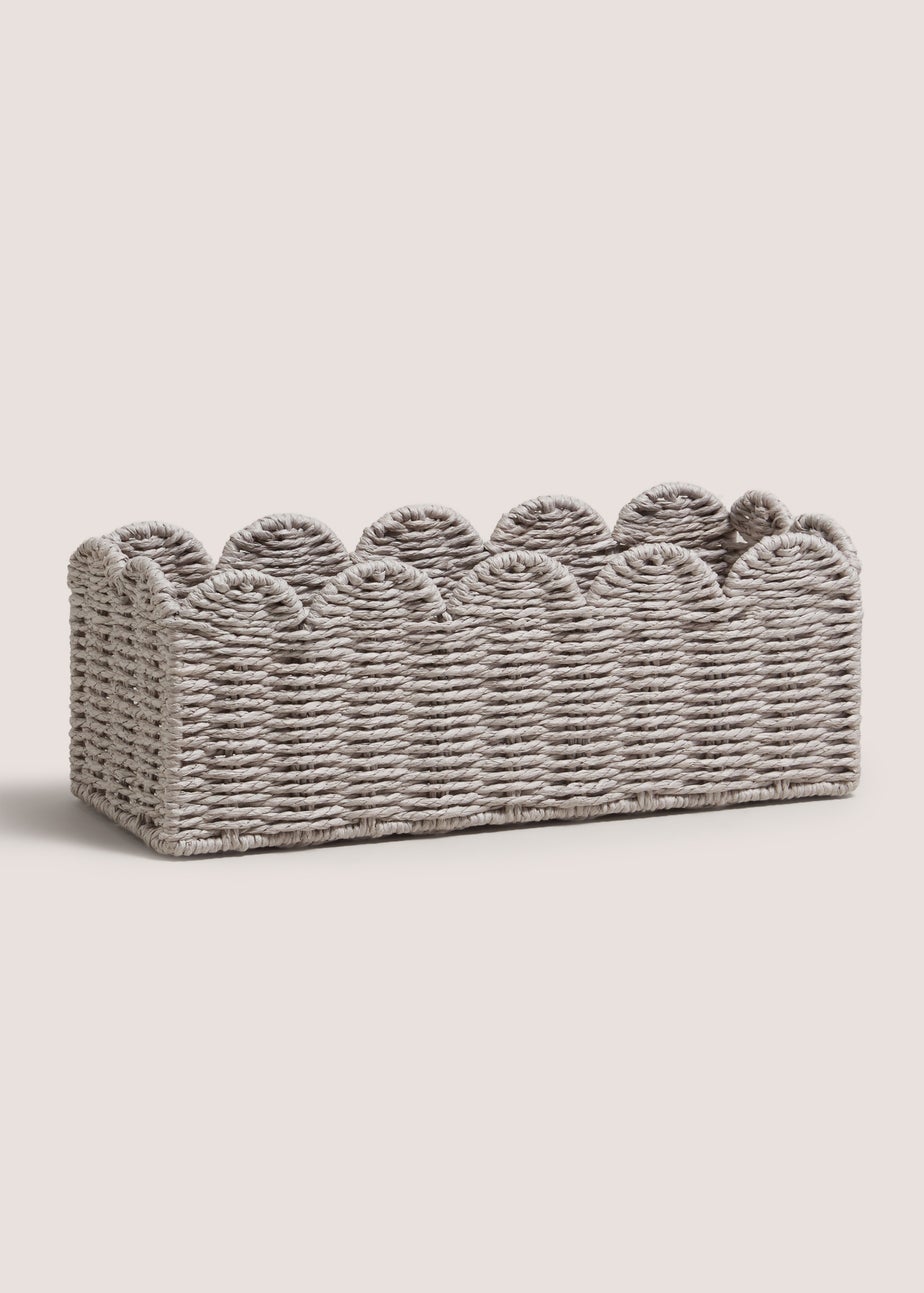 Grey Scalloped Window Storage Basket