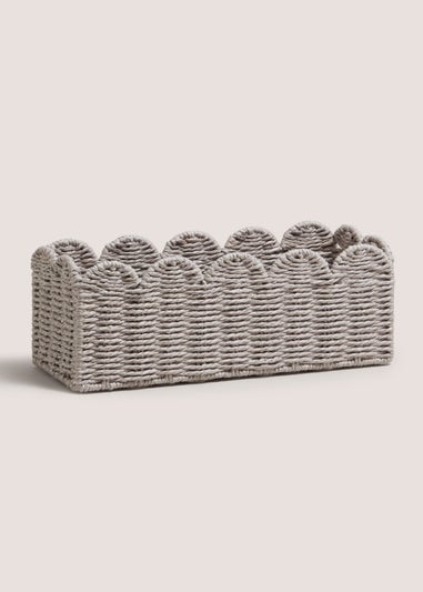 Grey Scalloped Window Storage Basket