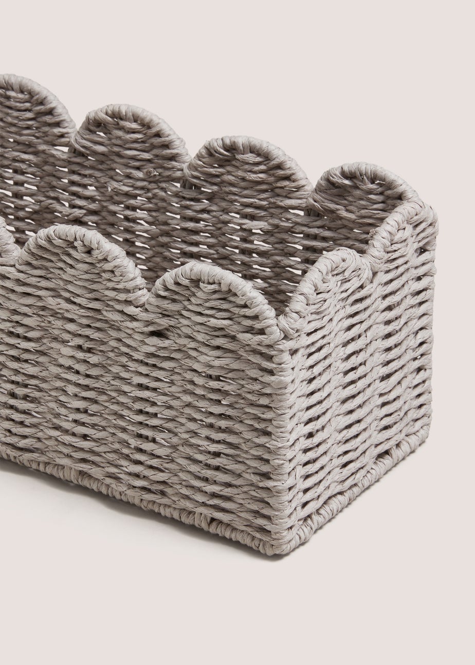 Grey Scalloped Window Storage Basket