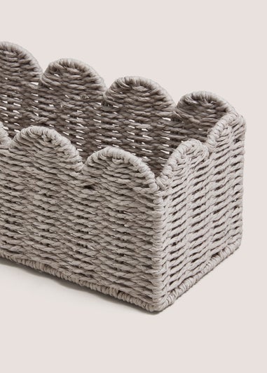 Grey Scalloped Window Storage Basket