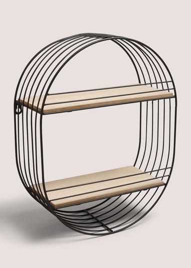 Black Cut Out Stripe Oval Shelf