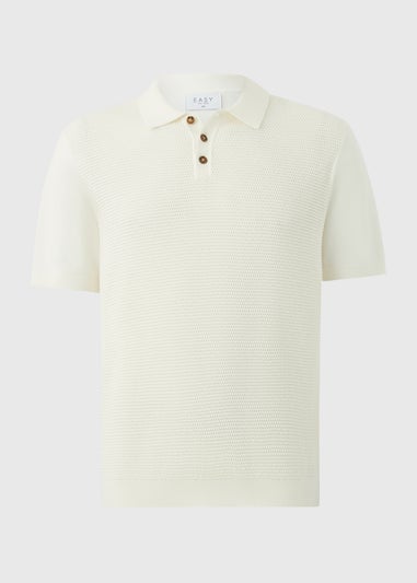 Ecru Knitted Texture Smart Polo Shirt