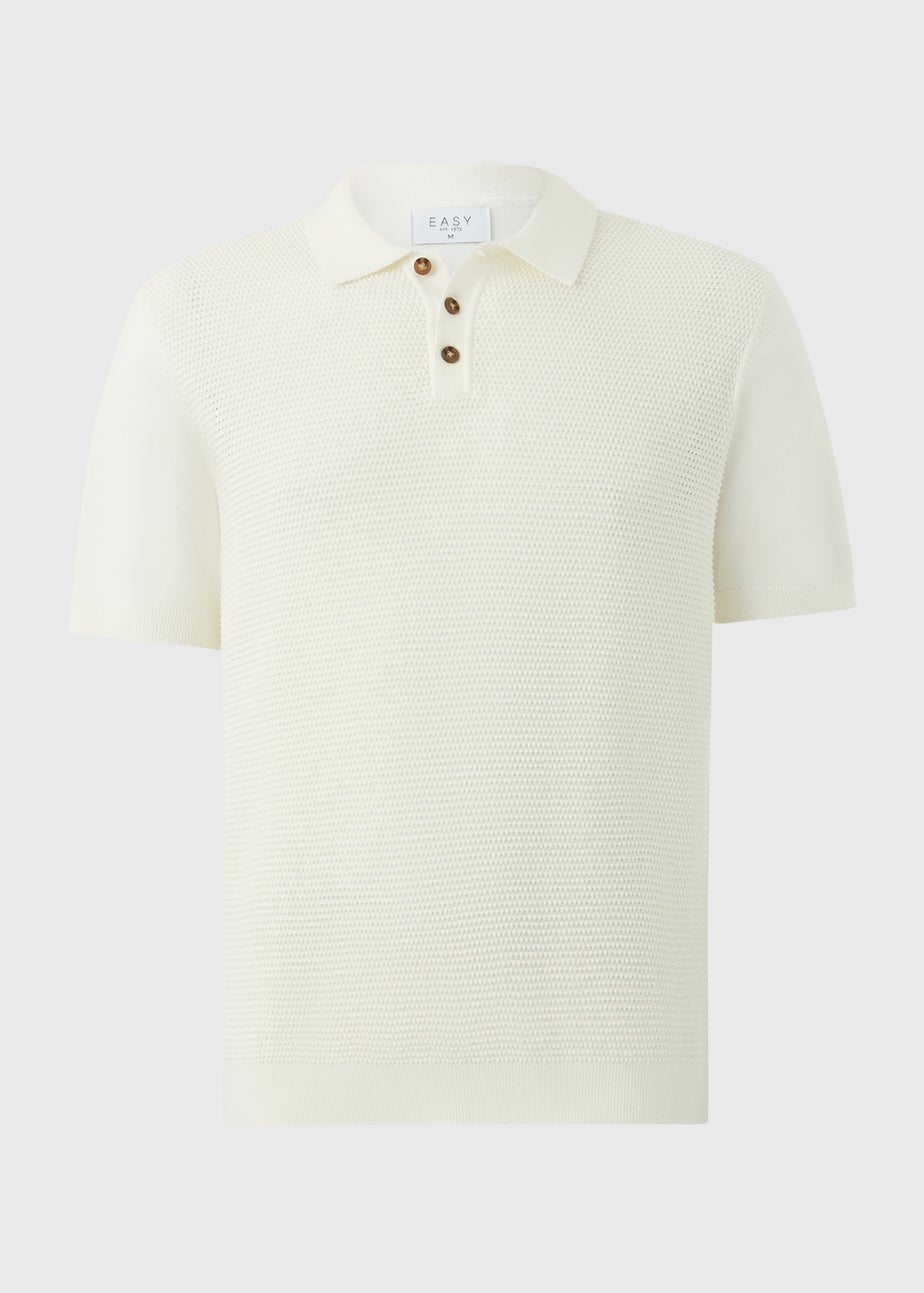 Ecru Knitted Texture Smart Polo Shirt