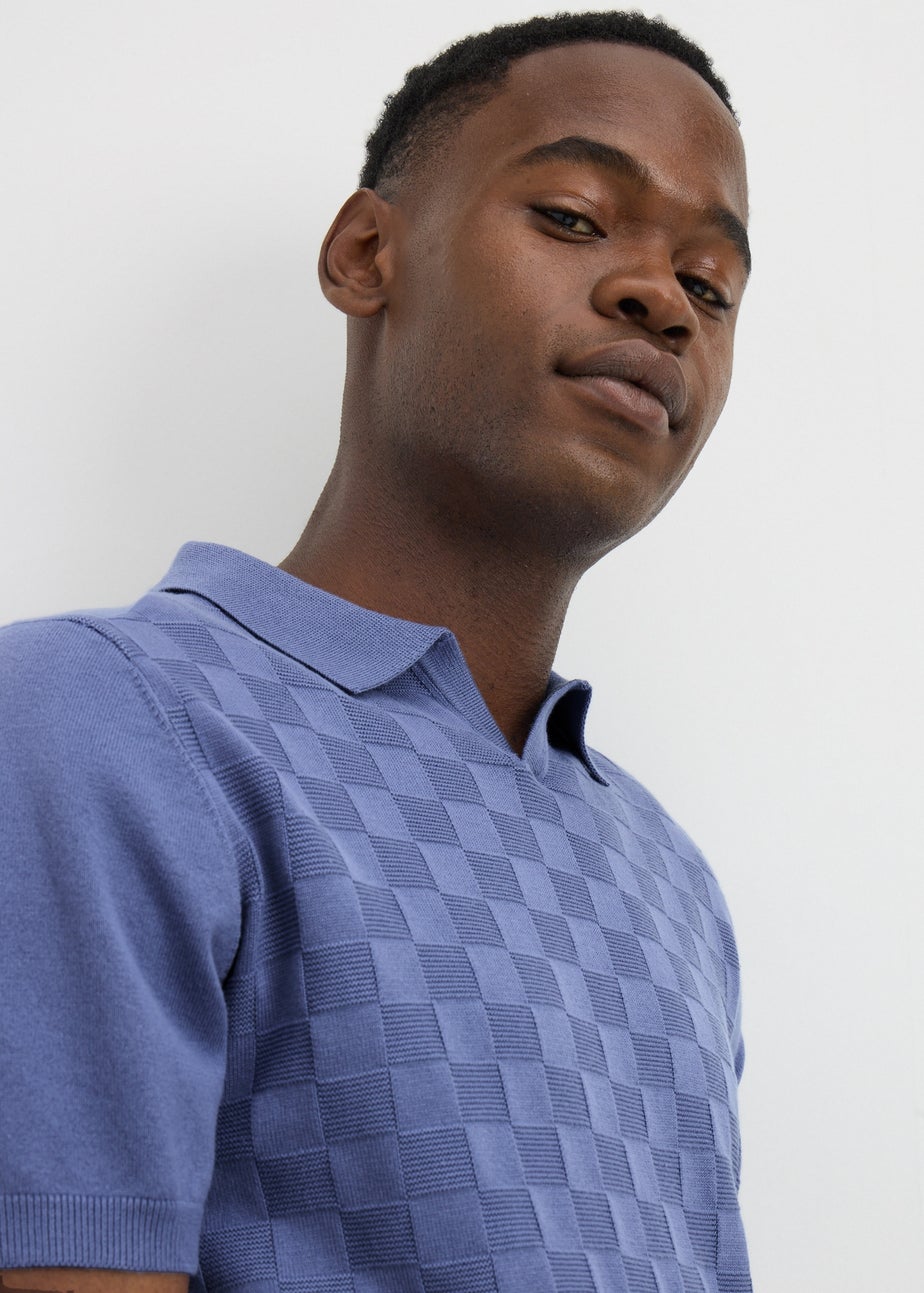 Blue Square Texture Smart Polo Shirt
