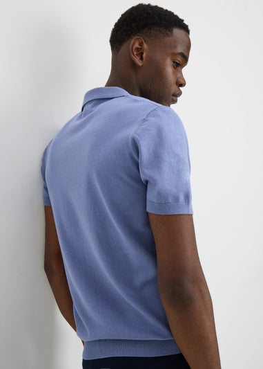 Blue Square Texture Smart Polo Shirt