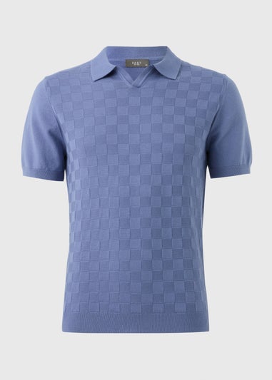 Blue Square Texture Smart Polo Shirt