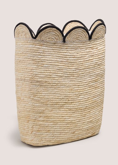 Neutral Scallop Edge Narrow Laundry Basket