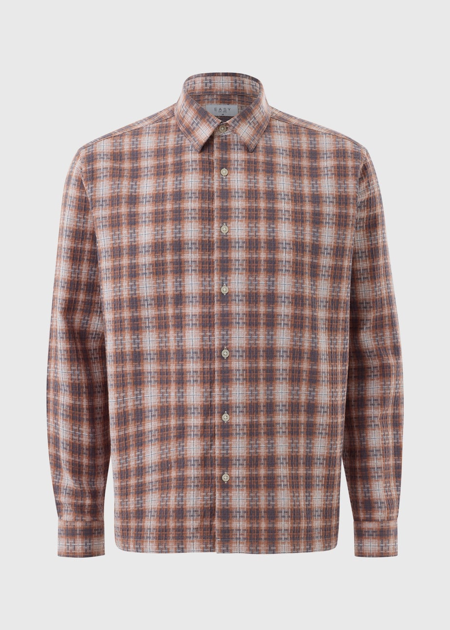 Rust Textured Check Shirt