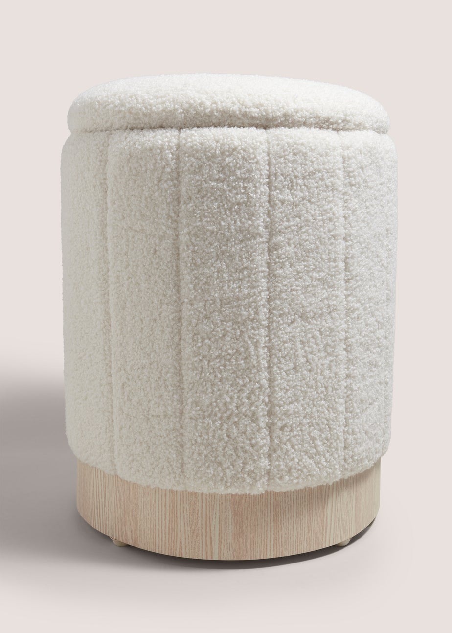 Cream Rib Teddy Storage Pouffe