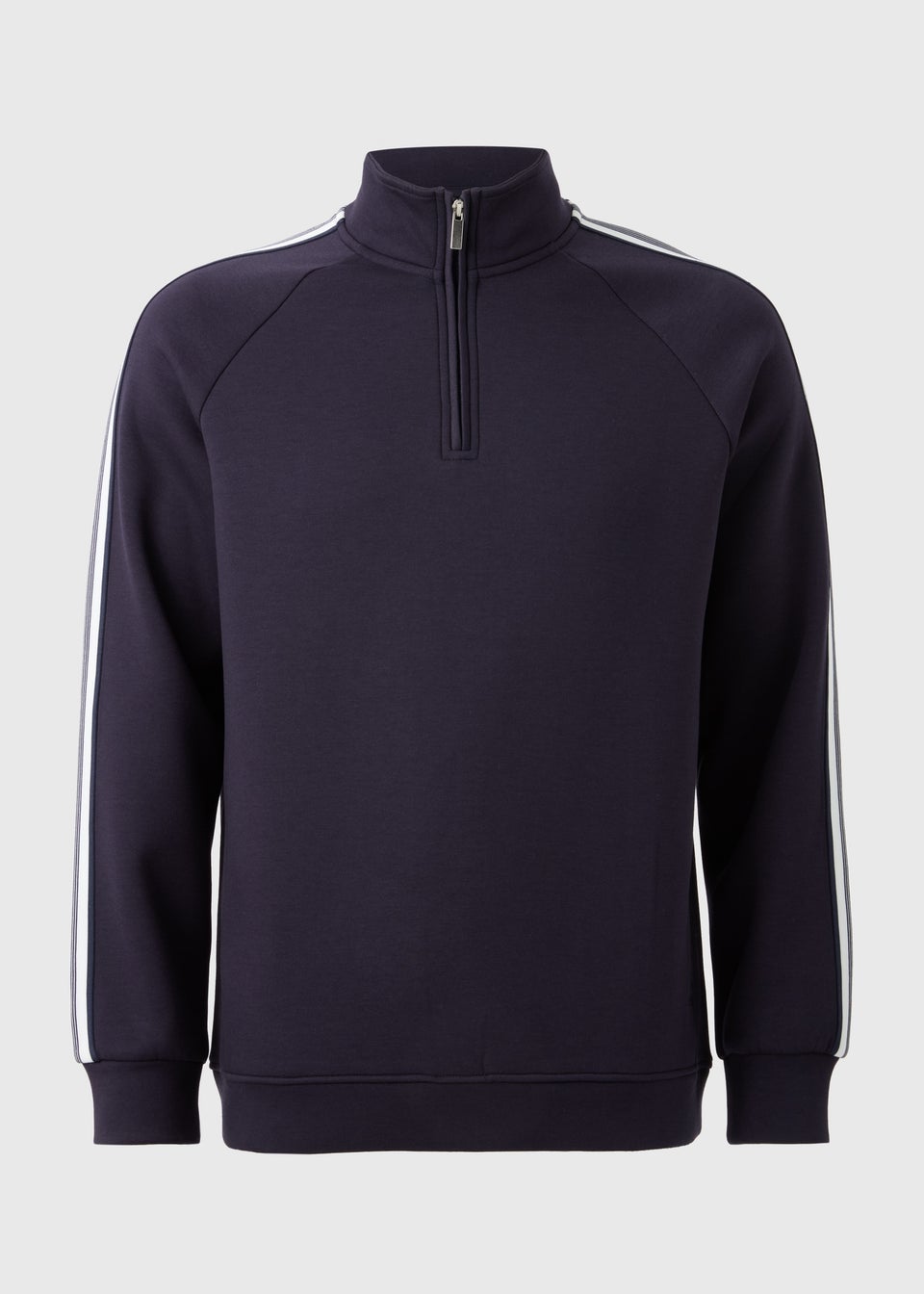 Navy Tape Sleeve Half Zip Co Ord Sweatshirt