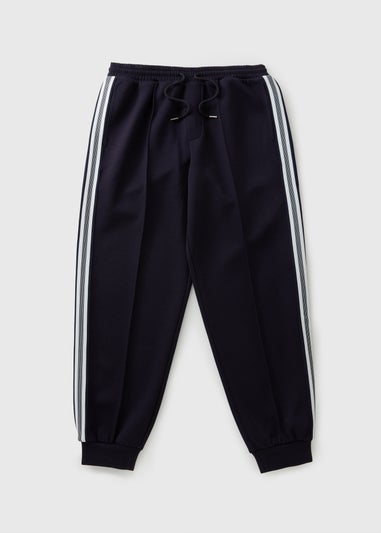 Black Tappered Leg Striped Joggers