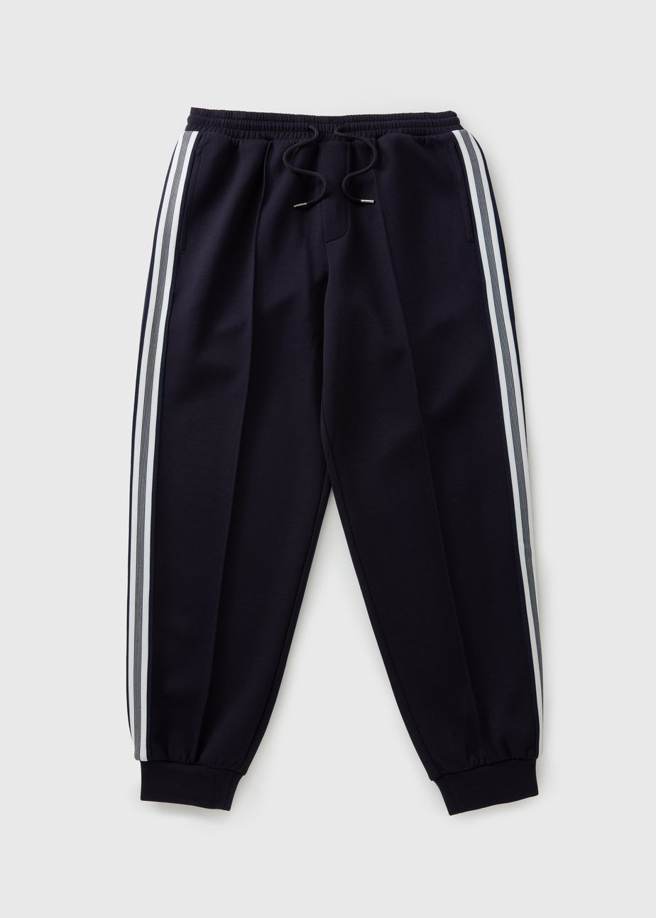 Black Tappered Leg Striped Joggers