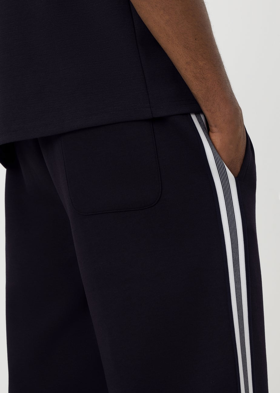 Black Tappered Leg Striped Joggers