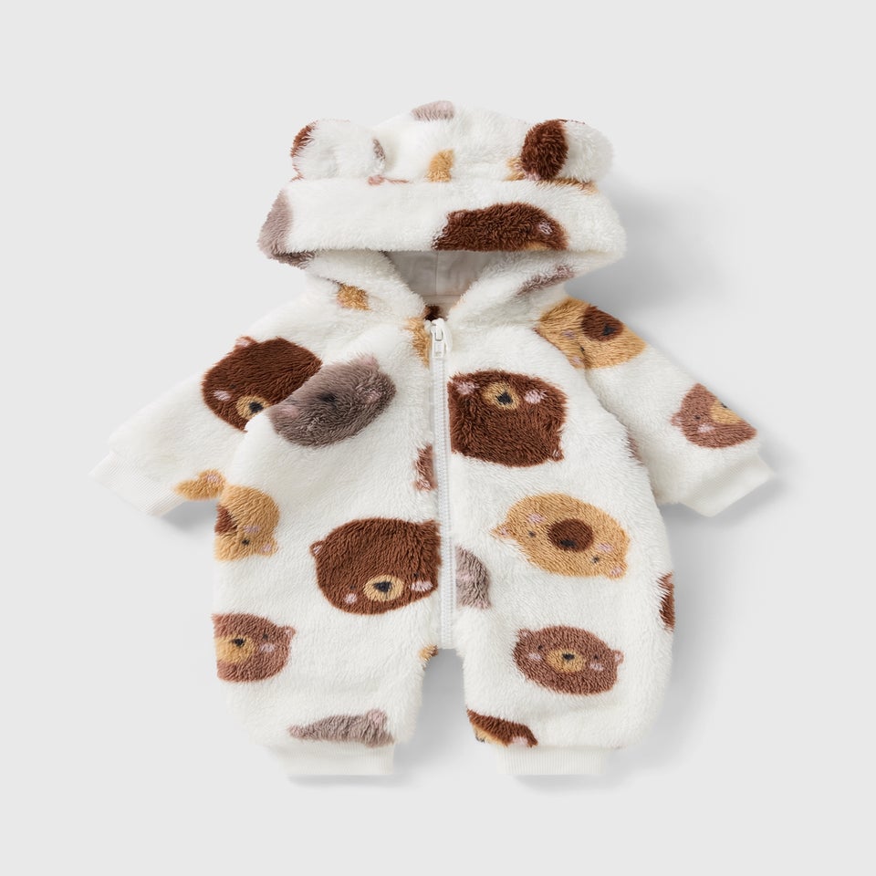 Baby Cream Fluffy Bear Onesie (Newborn-23mths)