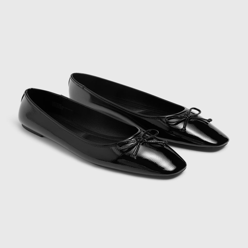 Black Crinkle Ballet Flats