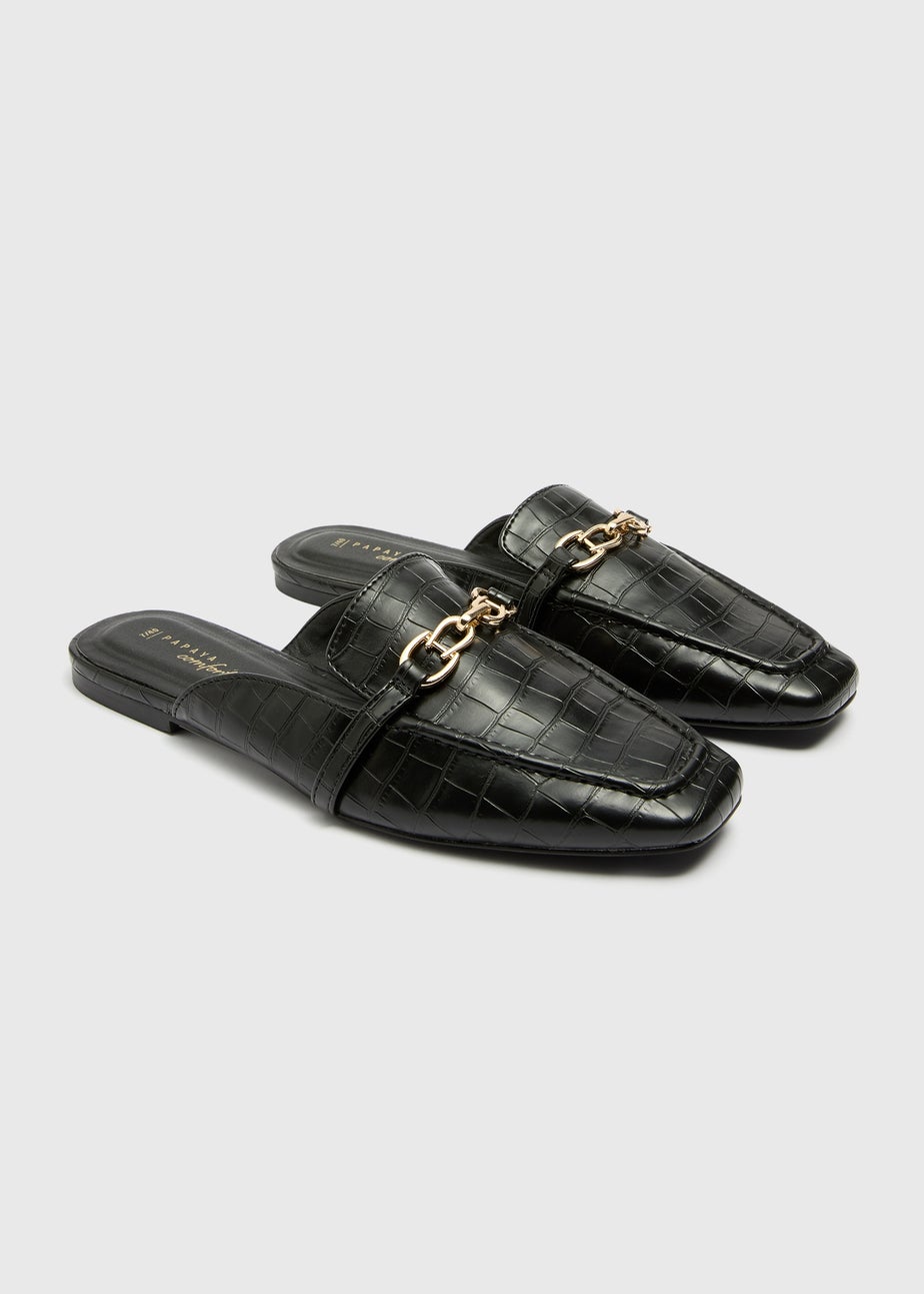 Black Mule Open Back Loafers