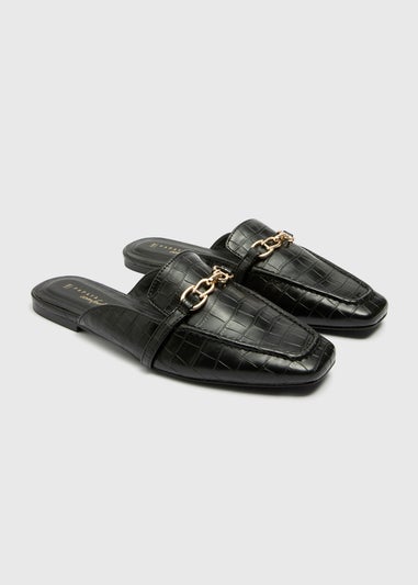Black Mule Open Back Loafers