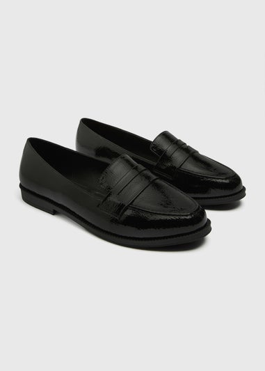 Black Wide Fit Loafers