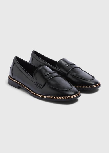 Black & Gold Chain Loafers