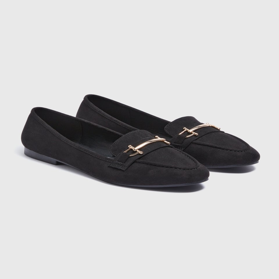 Black Metal Bar Loafers
