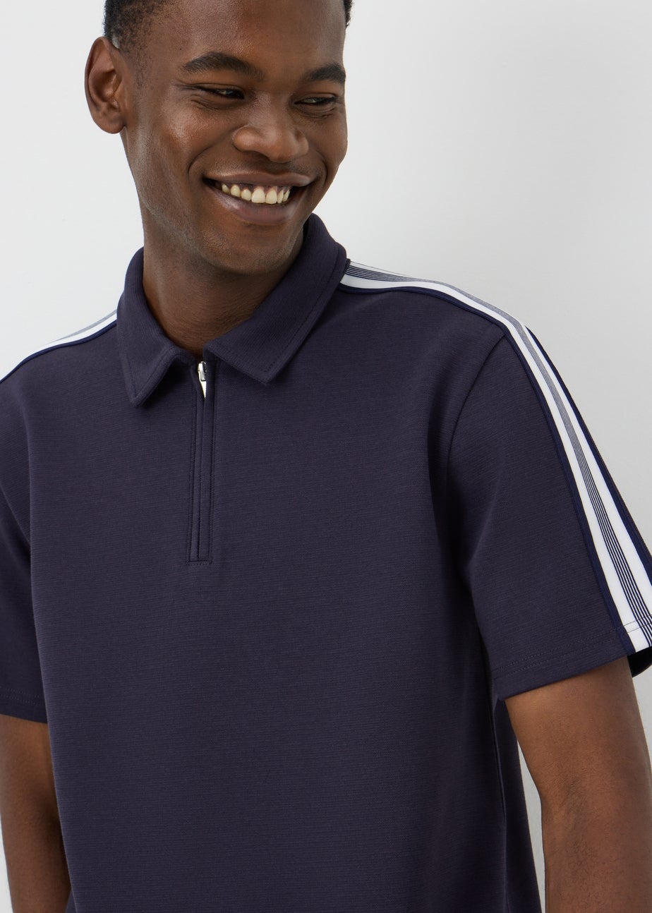 Navy Striped Co-Ord Polo Shirt