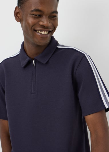 Navy Striped Co-Ord Polo Shirt