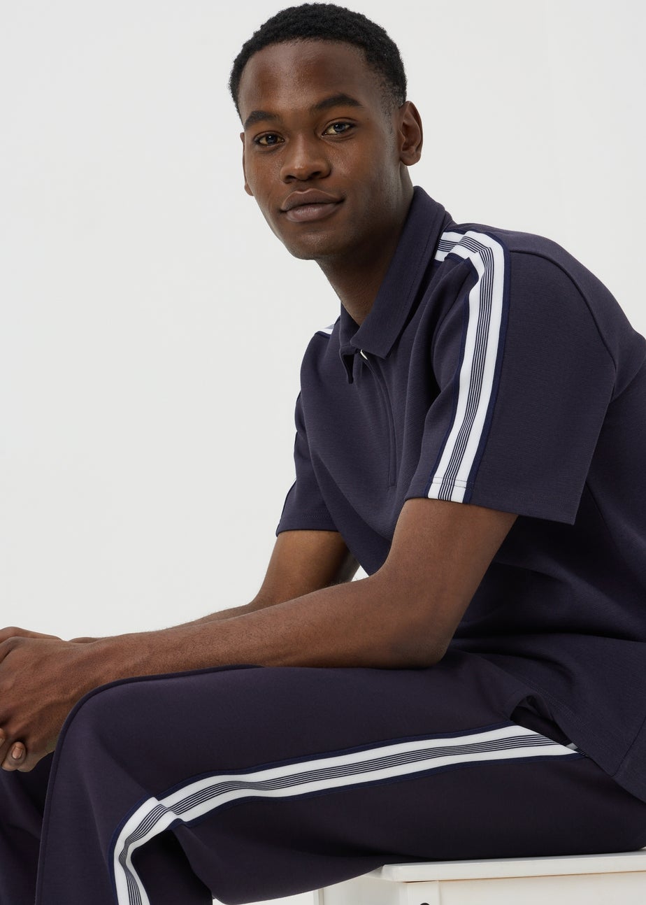 Navy Striped Co-Ord Polo Shirt