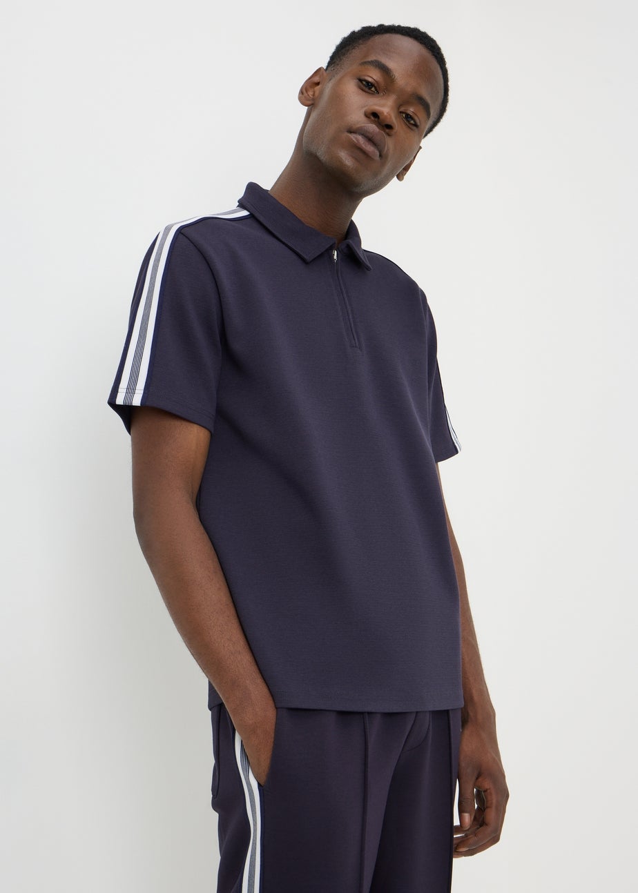 Navy Striped Co-Ord Polo Shirt