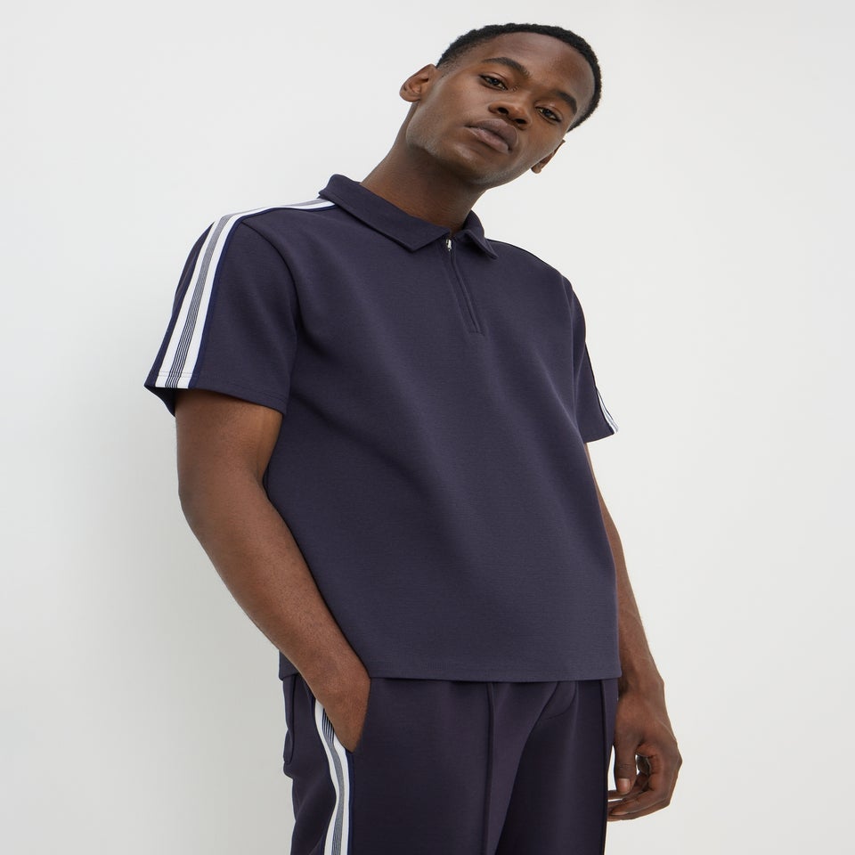 Navy Striped Co-Ord Polo Shirt