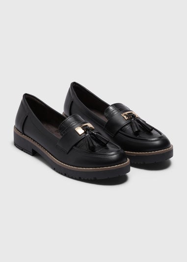 Soleflex Black Tassel Loafers