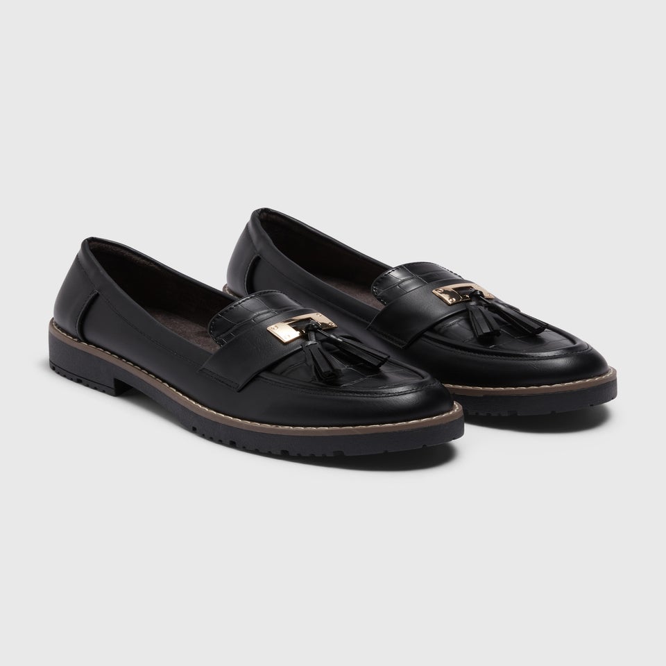 Soleflex Black Tassel Loafers