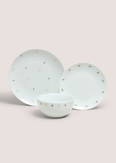 12 Piece Bee Daisy Dinner Set