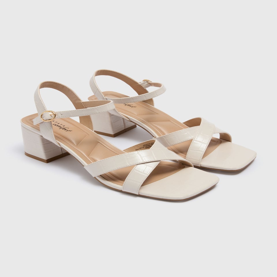 Stone Croc Finish Block Heels